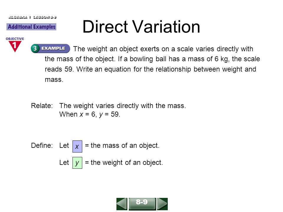 how to write a direct variation that relates x and y